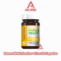ราคา Banner Multivitamins + zinc แบนเนอร์ วิตามินรวม 30 แคปซูล [1 ขวด สีทอง] AA 6101 ซ่อมแซมส่วนที่สึกหรอ ทำให้เซลล์เสื่อมช้า (23356963534)