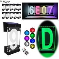 ราคา TUMZAP ป้ายบ้านเลขที่พลังงานแสงอาทิตย์, IP55 กันน้ําหลักหรือตัวอักษร RGB สีแอดเดรส, รีโมทคอนโทรลโคมไฟกลางคืน Illuminated RGB Solar House Number Light Garden (48662399037)