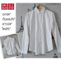ราคา Uniqlo เสื้อเชิ้ตแบรนด์เนมแท้มือสองสภาพดี (3846824372)