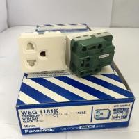 ราคา เต้ารับเดี่ยว เสียบขากลมแบน มีกราวด์ มีม่านนิรภัย 2P+G 16A 250V รุ่น WEG1181K "PANASONIC"**ราคาต่อ1ชิ้น**(สามารถออกใบกำ (18921256282)