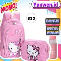 ราคา กระเป๋านักเรียนหญิงสวยๆ ดี น่ารัก ประถม มัธยมต้น จัดส่งฟรี รุ่นเกาหลี 2 ใน 1 ชุด ล่าสุด ภาพ สวัสดี คิตตี้ (21061928126)