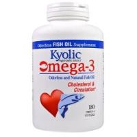 ราคา Kyolic, Omega - 3, Odorless and Natural Fish Oil, 180 Omega-3 Softgels ของแท้ นำเข้าจากอเมริกา (1898288808)