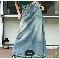 ราคา ส่งต่อ กระโปรงยีนส์เดนิมIEF A-line Denim Skirt Women's 2024 New High Waist Thin Skirt Slim Casual Dress (27762387559)
