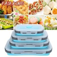 ราคา FAIR KING 4PCS กล่องอาหารกลางวันแบบพับได้,ซิลิโคนStackable Designพับภาชนะเก็บอาหาร,แบบพกพาพับได้ชามขนมสําหรับCamping (49163808282)