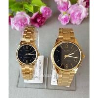 ราคา นาฬิกาคู่รัก Casio รุ่น MTP-V005G-1B และ LTP-V005G-1B นาฬิกาสีทอง หน้าปัดดำ - ของแท้ 100% รับประกันสินค้า 1 ปีเต็ม (6275514997)