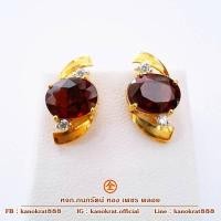 ราคา ต่างหูพลอยโกเมน สไตล์เม็ดเดี่ยว พลอย 3.2 กะรัต ตัวเรือนทองคำแท้ 90% ต่างหูหางกระรอก สินค้ามีใบรับประกัน พร้อมส่ง (21549908164)