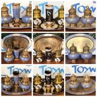ราคา ขวดเกลือ/พริกไทย ที่ใส่ไม้จิ้มฟัน ถาด ทองเหลืองลงยาลายเทพพนม SALT& PEPPER SHAKER TOOTHPICK HOLDER TRAY SET ENAMEL& BRASS (17089695524)