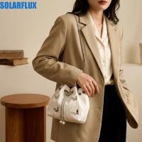 ราคา SOLARFLUX Drawstring Bucket Bag, PU Pearl Pendant Chain Crossbody Bag, Fashion Metal Butterfly Accent Lightable Strap Shoulder Bag Women (44763640797)