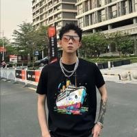 ราคา เสื้อเชิ้ตแขนสั้นลายพิมพ์ภาพวาดสีน้ำมันเรือสำราญสุดหรูทันสมัยสำหรับฤดูร้อน t เสื้อเชิ้ตสำหรับผู้ชายและผู้หญิง, ลำลอง, ใช (56459747598)