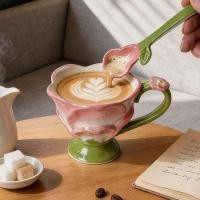 ราคา มูลค่าสูงโลตัสสาวแก้วเซรามิกครัวเรือนถ้วยถ้วยกาแฟของขวัญถ้วยน้ําพร้อมช้อน20260607 (48461831599)