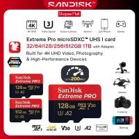 ราคา การ์ดหน่วยความจำ SanDisk Extreme Pro microSDXC V30 U3 C10 A2 200MB/s R 90MB/s W with SD adaptor 32GB/64GB/128GB/256GB (43232961342)
