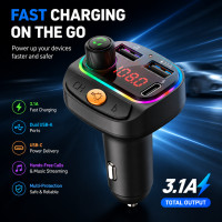 ราคา BLUETOOTH 5.2 Fm Transmitter Aux Hands-free Car Modulator Mp3 Player Fast USB Charger (44764154340)