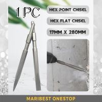 ราคา 17MM x 280MM Heavy Duty Hex Chisel Point Flat Makita Chisel 0810 สําหรับไฟฟ้ารื้อถอนค้อนแฮ็กเกอร์ (55465053642)