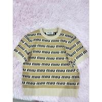 ราคา MIU MIU LOGO-INTARSIA SHORT-SLEEVE WOOL SWEATER - NEUTRALS (41453116371)