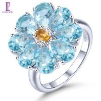 ราคา เครื่องประดับ Lohaspie จริง 6.6 กะรัตแหวนเงิน 925 ขายต้นฉบับธรรมชาติ Sky Blue Topaz แหวน Citrine หินแหวนแฟชั่นผู้หญิงแหวน Blue Topaz แหวนเครื่องประดับเงิน (24893892246)