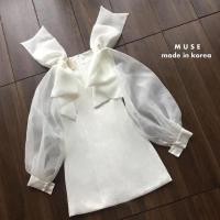 ราคา Used งานป้าย MUSE เดรสสั้น ชุดโบว์ใหญ่ สวยน่ารัก size L (3407151480)