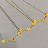 ราคา AOXD Seiko V Gold Smile Necklace Women Diamond Mini Medium Gloss Clavicle Chain Plated 18K Rose Gold (51114908024)
