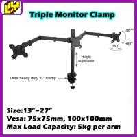 ราคา 3 Monitor Triple Monitor Mount / Triple Monitor Arm / Triple LCD Monitor Holder & Arm / Monitor Arm [GROMMET & C-CLAMP] (45710008107)