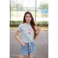 ราคา COTTONBELLS เสื้อยืดลําลองผู้หญิง TOP STRAWBERRY MILK CROP TEE - B 1136 (48214466183)