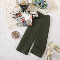 ราคา ชุด 2 ชิ้นลายดอกสําหรับเด็กผู้หญิงอายุ 8-12 ปี ชุดฤดูร้อน เสื้อคล้องคอเปิดไหล่สีเขียว และกางเกงขากว้างสไตล์ลําลอง (53714207911)