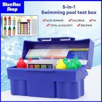 ราคา 5in1 Swimming Pool Test Box 5-Way Test Kit For Pool & SPA Acid Demand Chlorine Total Alkalinity Bromine PH Water Quality (56313149752)