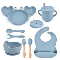 ราคา C Pcs Crab Plate For Baby Silicone Tableware Suction Cup With Straw Cute Bowl Plate Tray Bibs Spoon (53564930866)