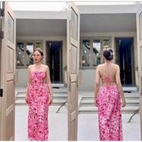 ราคา ส่งต่อชุดเดรสยาว ลายดอกเว้าเอวใส่ไปทะเล (19290155159)