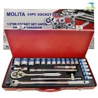 ราคา MOLITA TOOLS ชุดเครื่องมือ ประแจ ชุดบล็อก 24 ชิ้น ขนาด 1/2 (4หุน) CR-V แท้ (4257864318)