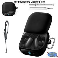 ราคา Compatible with Anker Soundcore Liberty 5 Pro Bluetooth Earphones Silicone Case Cover with Carabiner Lanyard and Cleaner Kit, and 2 Packs of Screen Protectors (45313494403)