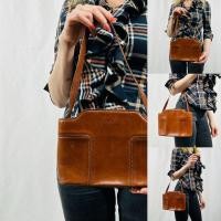 ราคา DKNY Leather Shoulder Bag Brown Small Vintage Japan (51809291188)