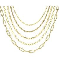 ราคา ORAZIO Gold Layered สร้อยคอผู้หญิง 14k Gold Plated Herringbone สร้อยคอ Dainty งู Paperclip Chain Layering สร้อยคอทอง Choker คอชุดเครื่องประดับ (43181349342)