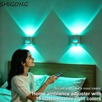 ราคา SHIGONG โคมไฟติดผนังเซนเซอร์ตรวจจับการเคลื่อนไหวแบบชาร์จได้, ไฟกลางคืนอัจฉริยะ, ไฟบรรยากาศไร้สาย ปรับความสว่าง 16 สี RGB (49865566711)