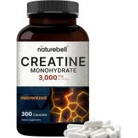 ราคา NatureBell Creatine Monohydrate Capsules 3000มก. ต่อเสิร์ฟ 300 นับ | เม็ดครีเอทีนไม่ปรุงแต่งไมครอน | พอร์ต PreWorkout & Muscle Strength | ฟิลเลอร์กลืนง่าย | 50 เซอร์ (42882801829)