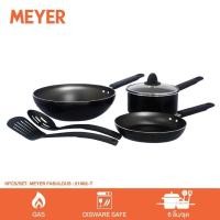 ราคา Meyer Fabulous ชุดเครื่องครัวอลูมิเนียม ชุดหม้อและกระทะนอนสติ๊ก 6 ชิ้น สีดำ 21882-T (4585349913)
