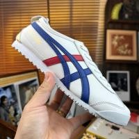 ราคา Asics Onitsuka Tiger MEXICO 66 รองเท้าวิ่งระบายอากาศสบายรองเท้าผ้าใบคลาสสิกย้อนยุคสีขาว/น้ําเงิน/แดง (48815848602)