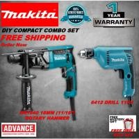 ราคา MAKITA เครื่องมือไฟฟ้า DIY Compact Combo Set RM479 ( HR1840 สว่านโรตารี่ + สว่าน 6412 ) ( ชุดดอกสว่านฟรี ) (54356998587)