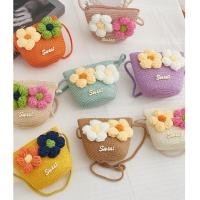 ราคา HARA FLOWER SWEET GIRLS SLING BAG BEACH STYLE STRAW BAG (48706870271)
