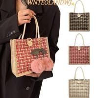 ราคา WNTEOLANDWJ Tote Handbag, Butterfly Print Linen Canva Lunch Bag, Casual Retro Portable Handmade Storage Bag Shopping Outing (50965506420)