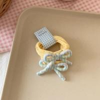 ราคา 2Pcs Striped Flower Bow Hair Ring Versatile Candy Color Cute Girl High Ponytail Head Rope Hair (51460602045)