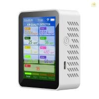 ราคา Tuya WiFi มัลติฟังก์ชั่น Air คุณภาพเมตรในครัวเรือน HCHO TVOC คาร์บอนมอนอกไซด์ CO2 PM2.5 PM10 เครื่องทดสอบแบบพกพาอุณหภูมิความชื้นเครื่องตรวจจับ 2.8 นิ้วจอแสดงผล TFT พร้อมนาฬิกาปลุก Functio (27883762350
