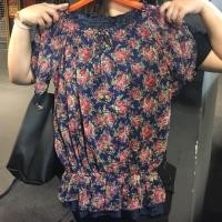 ราคา เสื้อสาวอวบ แขนสั้น สีน้ำเงิน ลายดอก (832476255)