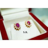ราคา S.R.ต่างหูทอง ต่างหูทับทิมแท้ เม็ดละ 0.90 กะรัต ล้อมเพชรเม็ดละ 5 ตังค์ น้ำ 100 ขาววสวยไฟดีน้ำ พร้อมใบรับรองสินค้าเคลือบท (29619353106)