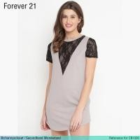 ราคา USED Forever 21 - Gray Lace A Line Dress | เดรสสั้นสีเทา สีดำ เดรสทรงเอ ลูกไม้ แขนสั้น คอกลม สายฝอ แท้ มือสอง (47550619174)