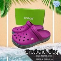 ราคา CROCS Crocband Clog ✅แท้ % สีชมพูบานเย็น แถบฟ้า-ชมพู (5944339459)