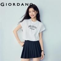 ราคา GIORDANO เสื้อยืดผู้หญิงผ้าฝ้ายแท้ 13326418 (40583381629)