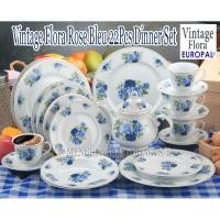 ราคา 22 PC QUALITY VINTAGE BLUE ROSE PORCELAIN DINNER SET 32266 (57115044615)