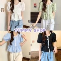 ราคา Yummy Shopพร้อมส่ง【60109】เสื้อไหมแขนสั้น ไหมพรมทรงเกาหลีคอเสื้อแต่งลายลูกไม้น่ารักมาก เสื้อไหมพรมแขนสั้น น่ารักสไตล์เก (27320908988)