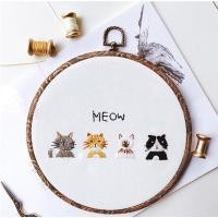 ราคา วัสดุปักมือทํามือ Kit FUN CAT TOTE BAG - EMBROIDERED CAT PAINTINGS - (รวมโครงปัก) Zen Shop (40682219956)