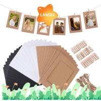 ราคา LANSEL 10 ชิ้น DIY กรอบรูปกระดาษคราฟท์, พร้อมคลิปตกแต่งบ้านหัตถกรรมแขวนภาพผนัง, 2M เชือก Multi-function กรอบรูปบ้าน (56666125031)