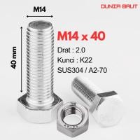 ราคา กลอนหกเหลี่ยมสแตนเลส M14X40 - กลอนหกเหลี่ยม 14X40 / M14 X 40 / 14 X 40 SS304 / SUS304 / A2-70 ด้ายเต็ม (51014938711)